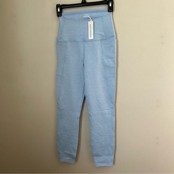Addison Bay Leggings Ludlow Light Heather Blue Solid Active Fitness Fashion - Picture 1 of 11